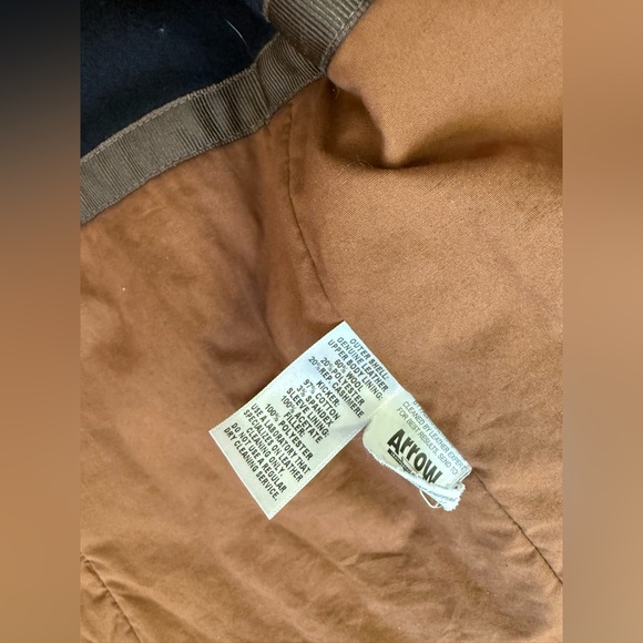 Vintage Orvis Leather Jacket Mens 44 Brown Chorn Barn Wool Cashmere Lined - Picture 7 of 9